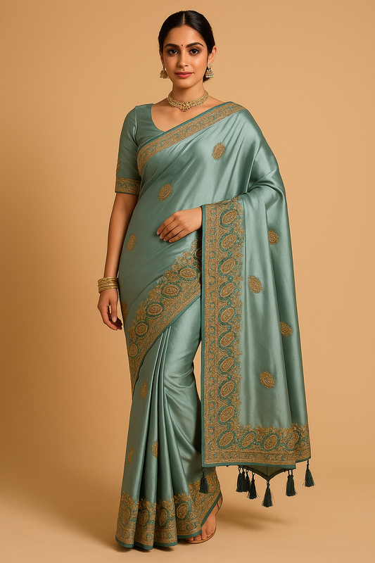 Elegant Paisley Designer Saree with Soft Fabric & Tassel Pallu