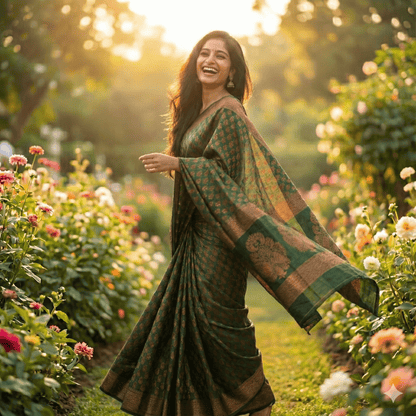 Semi Silk Saree with Contrasting Zari Border