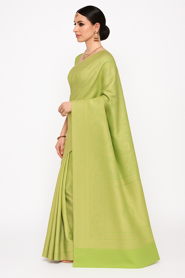 Radiant Green Cotton Silk Saree with Golden Zari Work